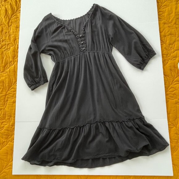 Black Boho Peasant Dress with crochet detailing - Picture 9 of 14